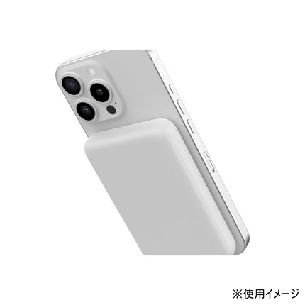 モバイルバッテリー マグネット式ワイヤレス充電対応 10000mAh ホワイト [L-MBMG10-WH]