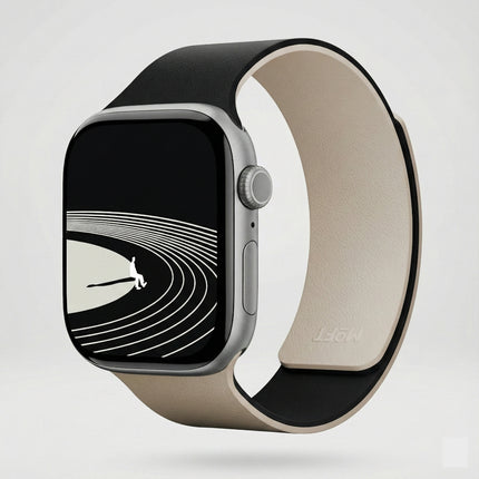 MOFT Apple Watch用マグネット式シリコンバンド 42mm ジェットブラック x サンドベージュ [MD025-1-42-JTBKBHWT]