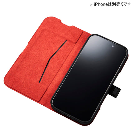 iPhone 16 Pro ソフトレザーケース 薄型磁⽯付 ブラック [PM-A24CPLFUBK]