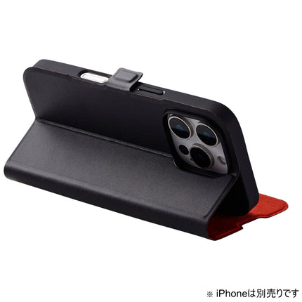 iPhone 16 Pro ソフトレザーケース 薄型磁⽯付 ブラック [PM-A24CPLFUBK]