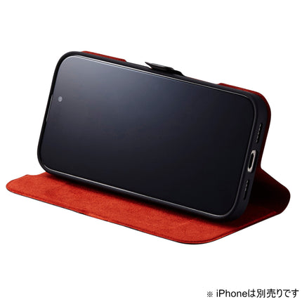 iPhone 16 Pro Max ソフトレザーケース薄型 磁⽯付 ブラック [PM-A24DPLFUBK]