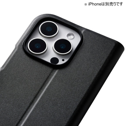 iPhone 16 Pro Max ソフトレザーケース薄型 磁⽯付 ブラック [PM-A24DPLFUBK]