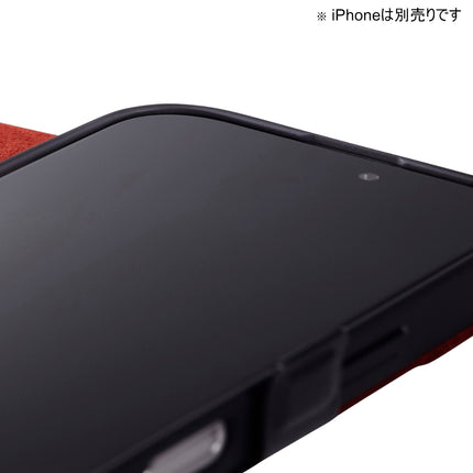 iPhone 16 Pro Max ソフトレザーケース薄型 磁⽯付 ブラック [PM-A24DPLFUBK]