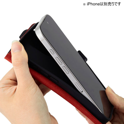 iPhone 16 Pro Max ソフトレザーケース薄型 磁⽯付 ブラック [PM-A24DPLFUBK]