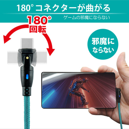 180°回転コネクタPD100Wケーブル 1m ブラック　[180RPD-10M-BK]