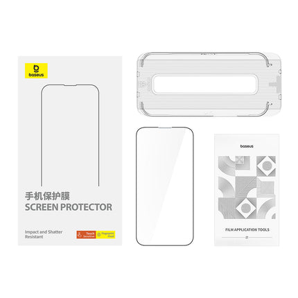 【処分特価セール】かんたん貼り付け全面保護ガラスフィルム for iPhone 15 Plus/iPhone 16 Plus [BA-IP15/16PL-GlassSP-B]