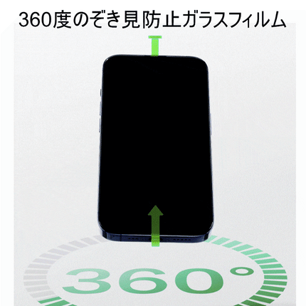 【処分特価セール】360度のぞき見防止ガラスフィルム for iPhone 16ProMax [SD-IP16PRM-360PGlassSP-B]