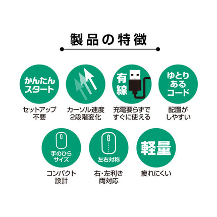 Mac対応コード付きマウス ブラック [SE-MAUB01-BK]