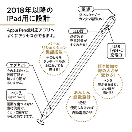 iPad 2018 以降専用 PadPen [SE-IPADPEN01-W]