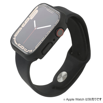 【処分特価セール】Apple Watch 7/8/9 41mm用ガラスフィルム一体型保護ケース ブラック [HA-APW41MM-FGFCASE-BK]
